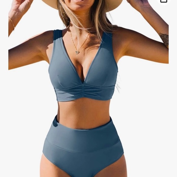 Cupshe Other - CUPSHE Bikini Set for Women Two Piece Swimsuit High
Waisted V Neck Ruched